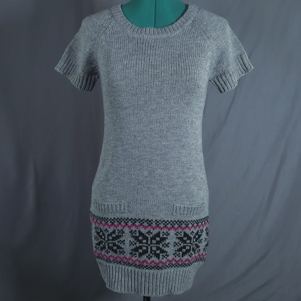 Young Dimensions Fair Isle Nordic Sweater Tunic Women’s M Gray Alpine